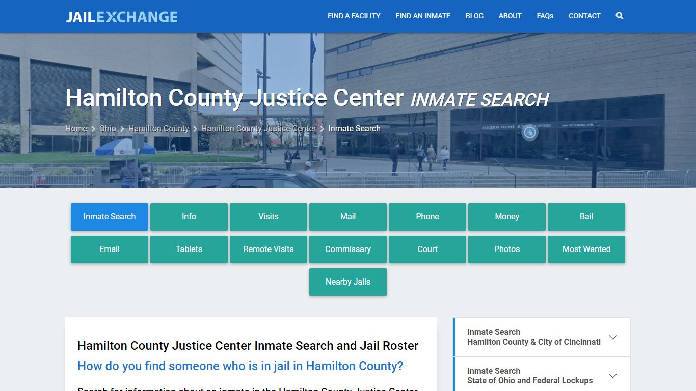Hamilton County Justice Center Inmate Search - Jail Exchange